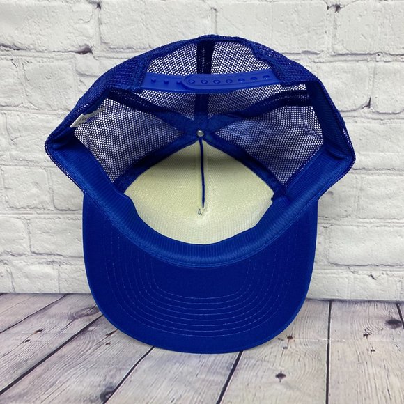 Vintage Hat Cap Snapback Blue Kirchner Construction GRADALL Trucker Mesh Rope - Picture 7 of 9